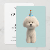 ビションフリーゼの誕生日パーティー 招待状 (正面/裏面)