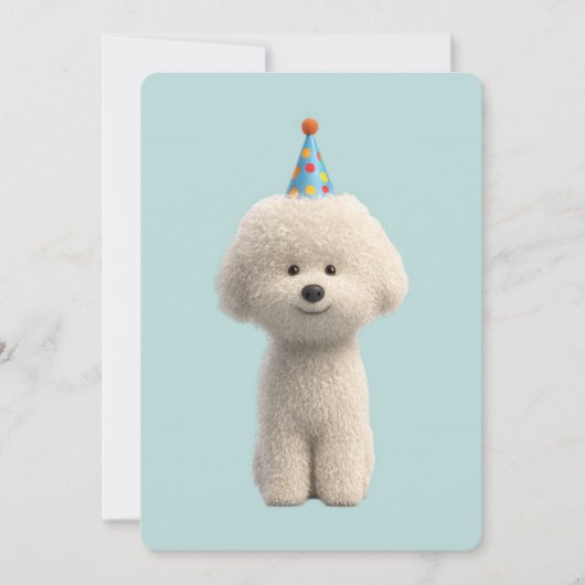 ビションフリーゼの誕生日パーティー 招待状 (正面)