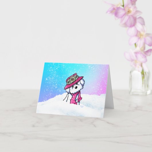 ビションフリーゼの雪の冬 カード (蘭)