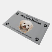 ビションフリーゼ犬 ドアマット (アングル)