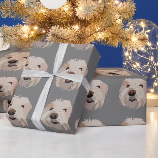 ビションフリーゼ かわいい犬 ラッピングペーパー (クリスマス)