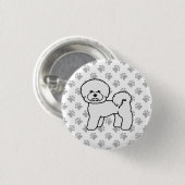 ビションフリーゼ かわいい カートゥーン 犬 イラスト 缶バッジ (正面&裏面)
