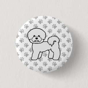 ビションフリーゼ かわいい カートゥーン 犬 イラスト 缶バッジ