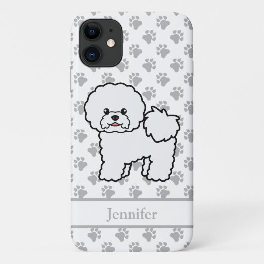 ビションフリーゼ かわいい カートゥーン 犬 + 名前 Case-Mate iPhoneケース (裏面)