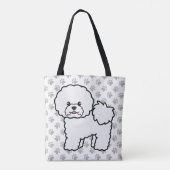 ビションフリーゼ かわいい カートゥーン 犬 & 肉球 トートバッグ (裏面)