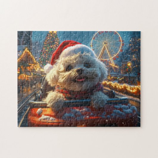 ビションフリーゼ 犬 ローラーコースター クリスマス ジグソーパズル (横)