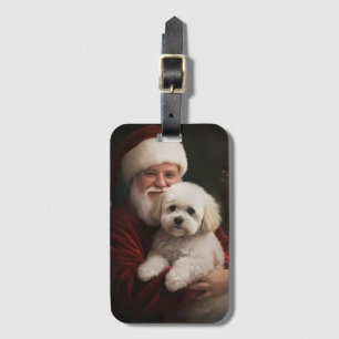 ビション・フリーゼとサンタクロースのクリスマスデザイン ラゲッジタグ