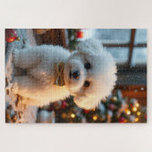 ビション・フリーゼのクリスマスアート ジグソーパズル (横)
