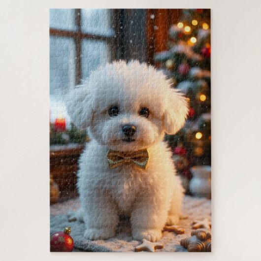 ビション・フリーゼのクリスマスアート ジグソーパズル (縦)