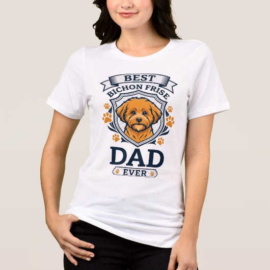 ビション・フリーゼのパパ 永遠の犬の足跡 トライブレンドTシャツ (正面)