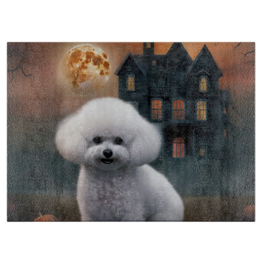 ビション・フリーゼ ハロウィン おばけ犬 カッティングボード (正面)