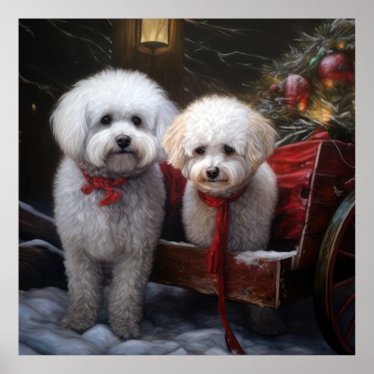 ビション・フリーゼ 雪のそり クリスマス デコレーション (正面)