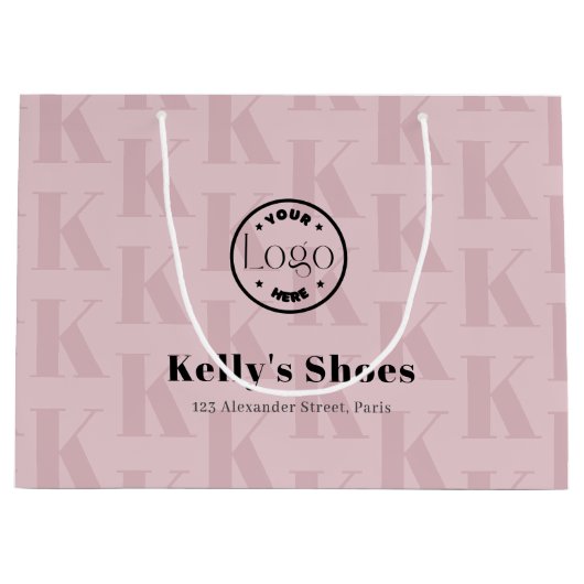 ビジエレガントネスカスタムロゴ |モノグラムショッピング ラージペーパーバッグ (正面)