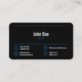 ビジエレガントネスロゴ青い線青いアイコン黒 名刺 (正面)