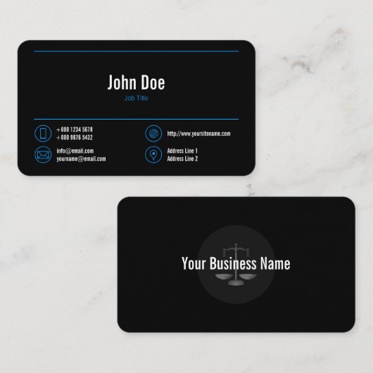 ビジエレガントネスロゴ青い線青いアイコン黒 名刺 (正面/裏面)