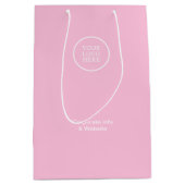 ビジエレガントミニマルャンピンクのロ企業のゴ ミディアムペーパーバッグ (正面)