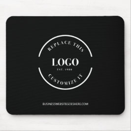 ビジカスタムネス白ロゴwebサイシンプルトブラック マウスパッド
