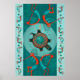 ビジターアナサジ先住民フォークアート ポスター