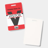 ビジターバッジ（ロゴ付き） – 赤 バッジ (正面＆裏面)