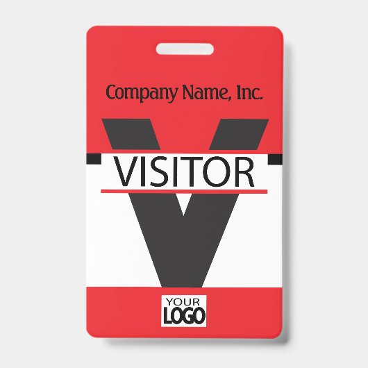 ビジターバッジ（ロゴ付き） – 赤 バッジ (正面)