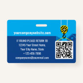 ビジターパスID建築サイトネイビーブルーカスタム バッジ (裏面)