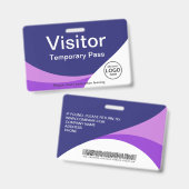 ビジター企業のパスカスタムバーコードパープル バッジ (正面&裏面)