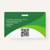 ビジター企業のパスカスタムQRコードグリーン バッジ (裏面)