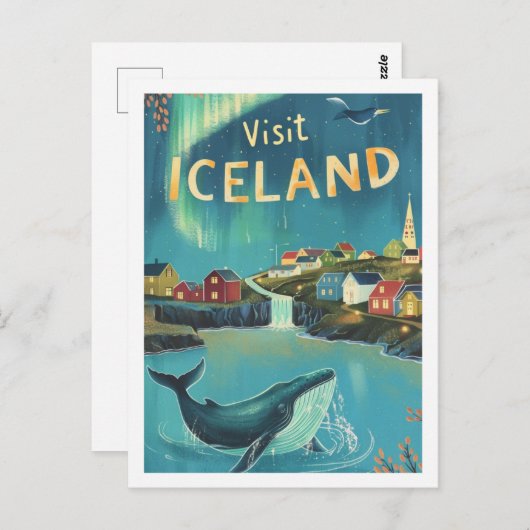 ビジットアイスランドヴィンテージ有名な旅行プレイス ポストカード (正面/裏面)
