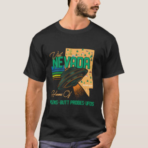 ビジットネバダホームオブネバダエイリアンお尻プローブUfos Tシャツ