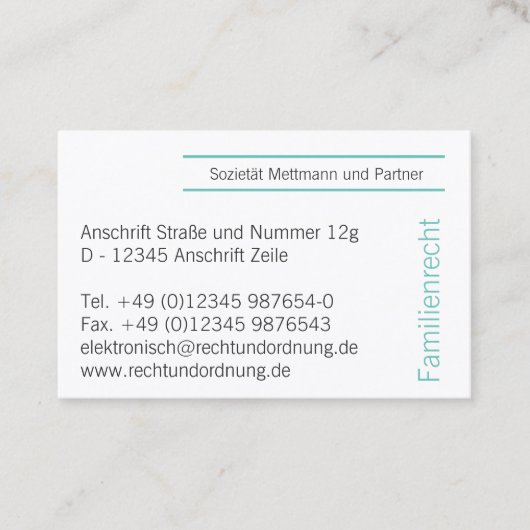 ビジテンカルテンデゼントワッセルファーベン 名刺 (正面)