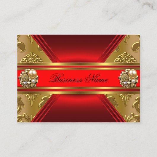 ビジネエレガントス赤金ゴールドダマスクジュエル2 名刺 (正面)