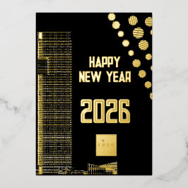 ビジネスあけましておめでとうございます 2026 モダンなロゴ スクエア 箔シーズンカード