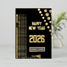 ビジネスあけましておめでとうございます 2026 モダンロゴ 箔シーズンカード