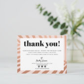 ビジネスありがとうシックなモダンローズ金ゴールドピンクパーム サンキューカード (スタンド正面)