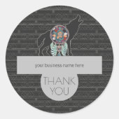 ビジネスありがとう部族の狼の炭グレー ラウンドシール (正面)