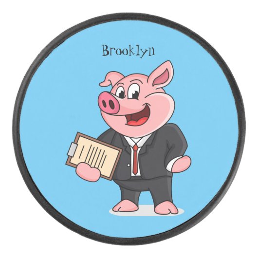 ビジネスおもしろいスーツの漫画 アイスホッケーパック (正面)