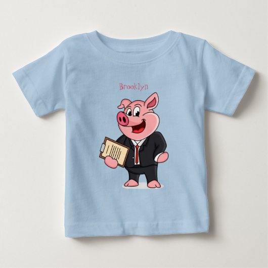 ビジネスおもしろいスーツの漫画 ベビーTシャツ (正面)
