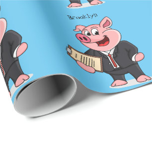 ビジネスおもしろいスーツの漫画 ラッピングペーパー