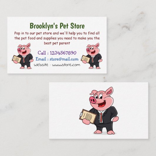 ビジネスおもしろいスーツの漫画 名刺 (正面/裏面)