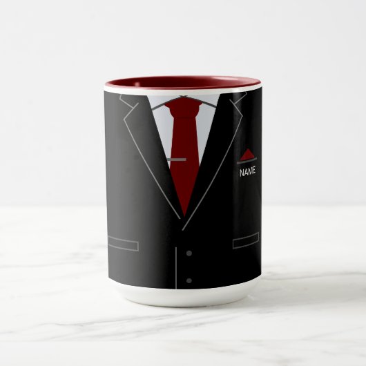 ビジネスおもしろいマグブラックスーツと名前をカスタムする マグカップ (中央)