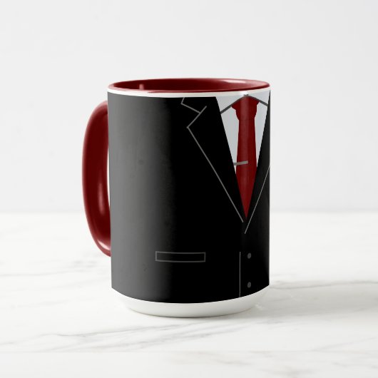 ビジネスおもしろいマグブラックスーツと名前をカスタムする マグカップ (正面左)