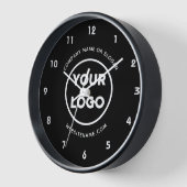 ビジネスお洒落のロゴと文字の黒の背景 壁時計 (傾斜)