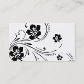ビジネスかお母さんカード黒の花のデザイン コーリングカード (裏面)