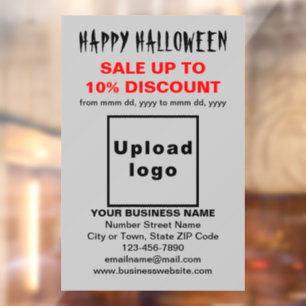 ビジネスのためのハロウィンセール - 灰色の窓用貼り紙 ウィンドウサイン
