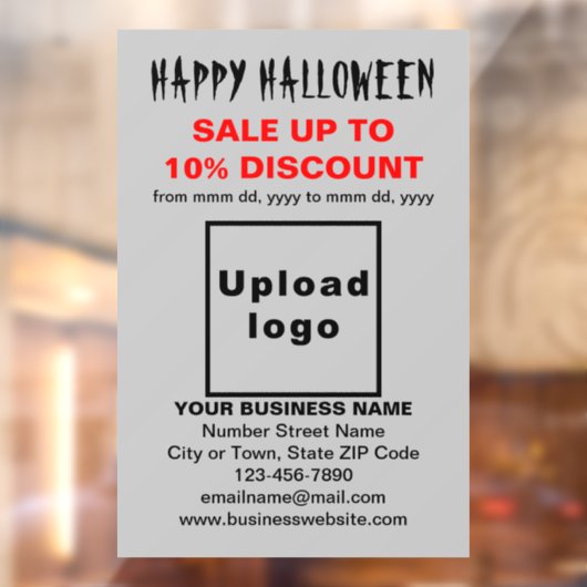 ビジネスのためのハロウィンセール - 灰色の窓用貼り紙 ウィンドウサイン (シート2)