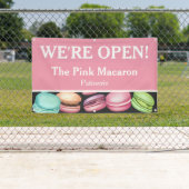 ビジネスのオープン | Macaron フランスの Patisserie Pink 横断幕 (インサイチュ)