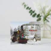 ビジネスのクリスマスとヴィンテージ列車 シーズンポストカード (スタンド正面)