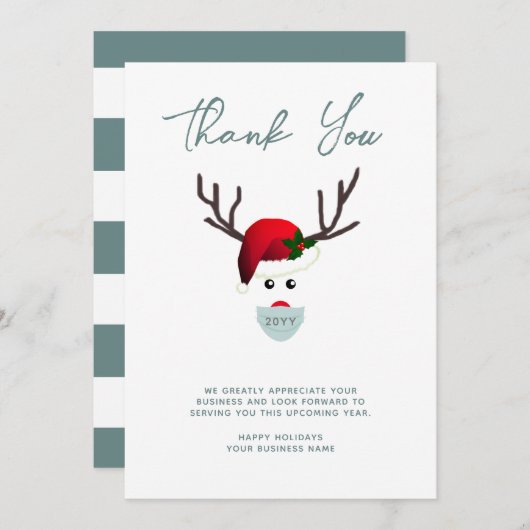 ビジネスのクリスマスカスタマーに感謝トナカイ シーズンカード (正面/裏面)