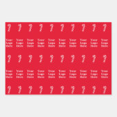 ビジネスのクリスマスキャンディーケーンとロゴパターン ラッピングペーパーシート (正面3)