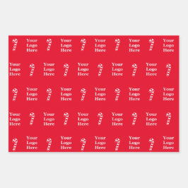 ビジネスのクリスマスキャンディーケーンとロゴパターン ラッピングペーパーシート